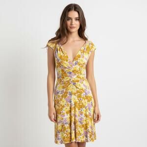 Free People Key to Your Heart Ruched Midi Dress Large Boho Cottagecore Spring